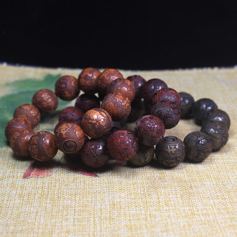 2026民族风紫檀花梨木佛珠手串20mm 牛转乾坤檀木文玩手串