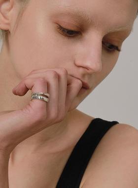 2025素戒不规则双凹凸肌理感银环戒指指环ins小众时尚冷淡风