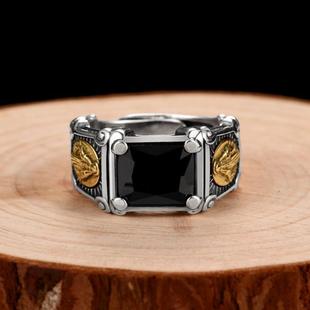 2025个性戒指潮活口男士嘻哈复古潮人朋克无名指指环可调节大小