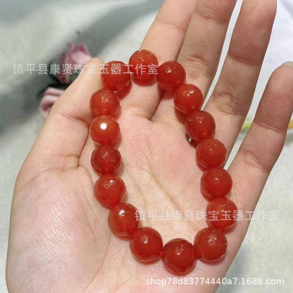 2026天然红玛瑙切面手链玛瑙64刻面手链女款切面串珠玉石手串