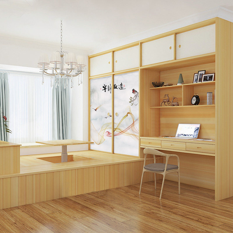 榻榻米床衣柜一体阳台地台床小户型书桌书房茶室实木整装定制床柜