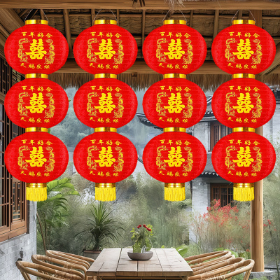 户外大红连串灯笼喜字结婚