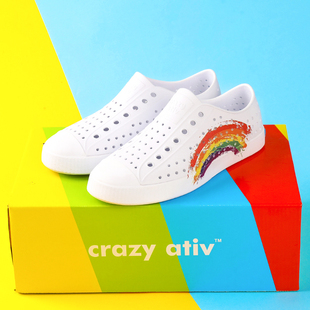 男士 crazy ativ彩虹2023网红洞洞鞋 女沙滩鞋 一脚蹬 亲子踩水凉鞋