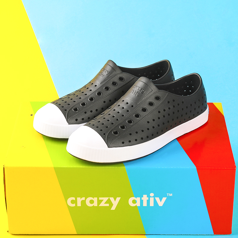 经典黑色洞洞沙滩鞋官方正品crazy ativ溯溪涉水玩水鞋防滑透气