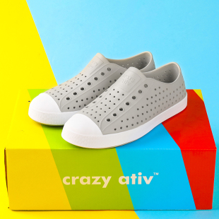 洞洞鞋 ativ沙滩鞋 灰crazy 镂空透气 网红凉鞋 亲子溯溪鞋 夏季 经典