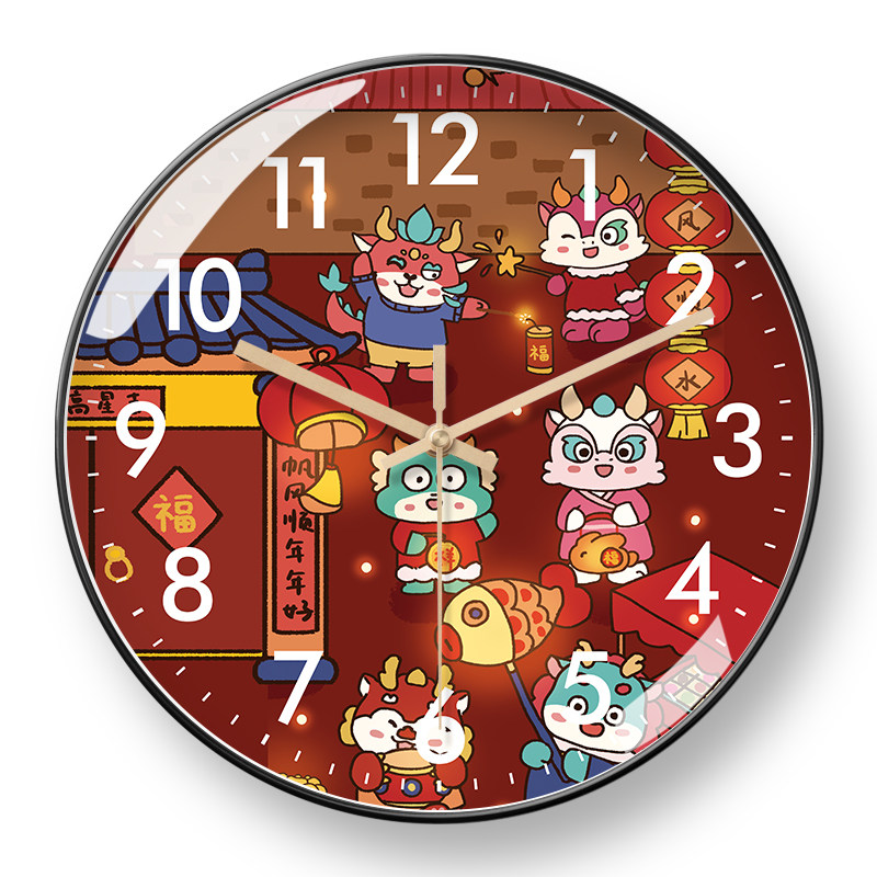 美幻达PVC龙年玻璃塑料电波挂钟