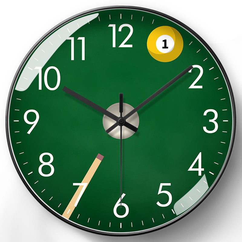 创意个性桌球室石英钟台球厅装饰时钟原创意休闲挂钟可定制图片画