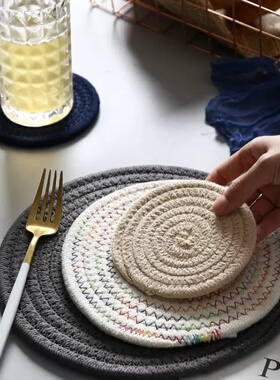 日式隔热垫餐桌防烫垫盘子碗砂锅垫北欧加厚桌垫编织餐垫子K23535
