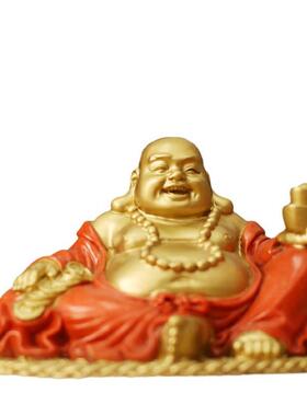 弥勒佛笑佛黄铜彩铜摆件供奉寺庙客厅家居摆件办公室店铺铜装饰品