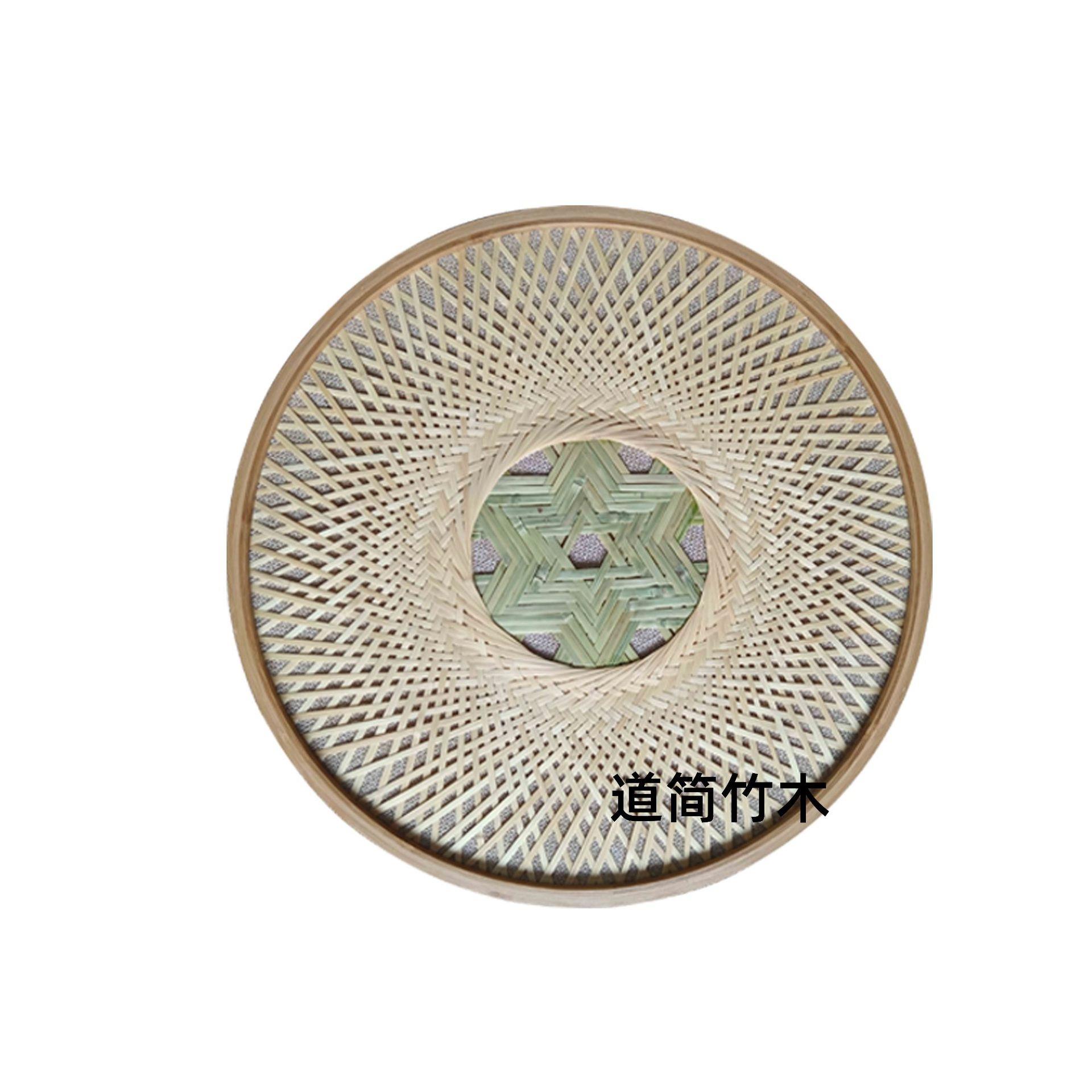 纯手工竹编装饰画圆形酒店民宿相框方形背景墙画茶楼现代简约挂画