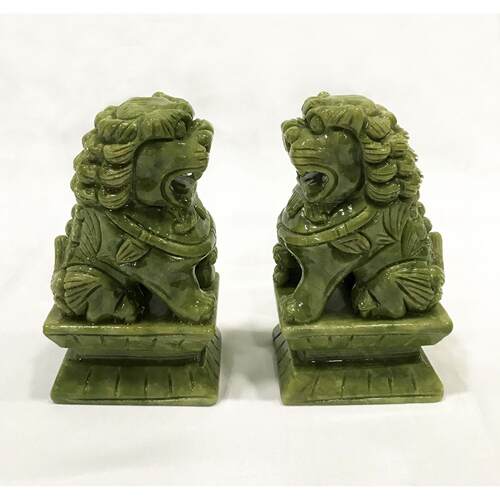 新款青玉玉石狮子装饰工艺品家居古色古香公室观赏家居摆件