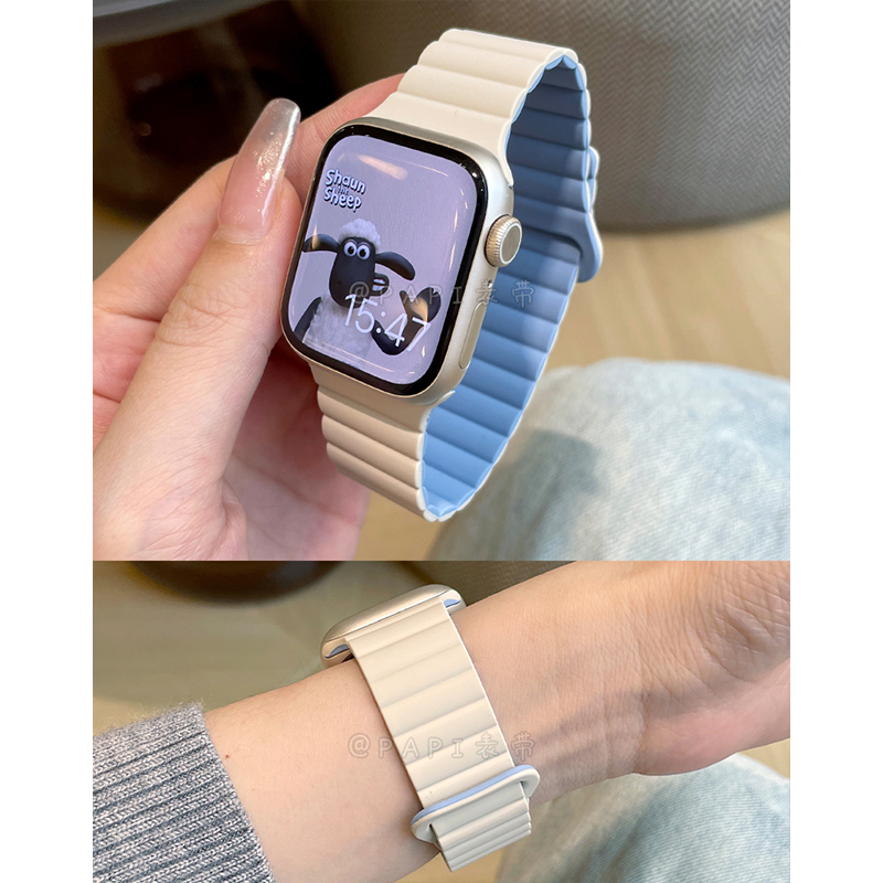 拼色运动硅胶磁吸男女款适用iwatch10苹果表带applewatch987654se