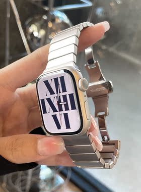 高级不锈钢金属适用iwatch10苹果表带applewatch987654代SE男女款
