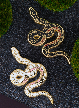 维京双头蛇神徽章卡通迷幻珐琅暗黑朋克合金配饰西装蛇年生肖胸针