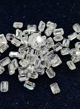 HPHT人工培育钻石祖母绿形10/15/20/30分碎钻CVD人造合成钻石散货