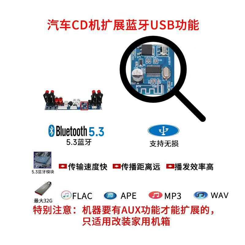 家用线束后板车载CD中控屏收音6碟蓝牙改装家用音响线路后板线束
