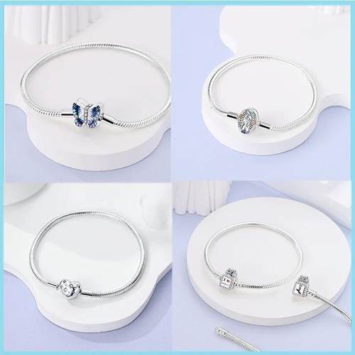 Sterling Silver Bracelet Fit Charms Butterfly Stars Moon Saf