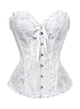 BurVogue Women Lace Up Sexy Floral  Boned Corset Overbust Bo