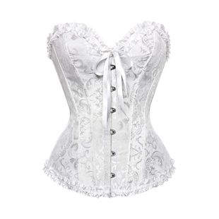 BurVogue Women Lace Up Sexy Floral Boned Corset Overbust Bo