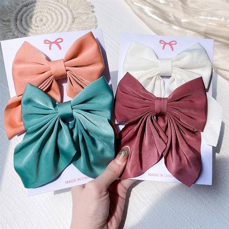 2Pcs/set Women Girls Sweet Print Bows Hair Clips Hairpins