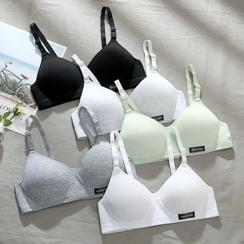 Cotton Underwear Women AB Cup Bra Wireless Gathered Comfort