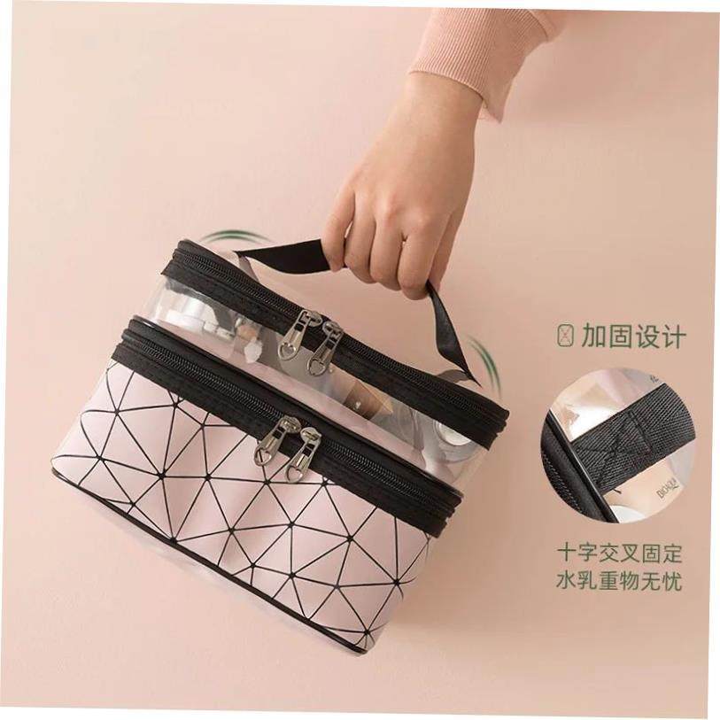 Double portable large capacity makeup bag version Ringer tra