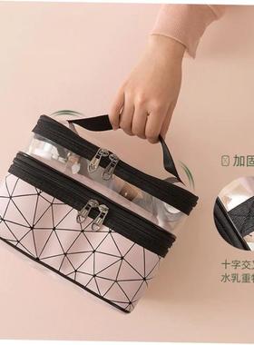Double portable large capacity makeup bag version Ringer tra