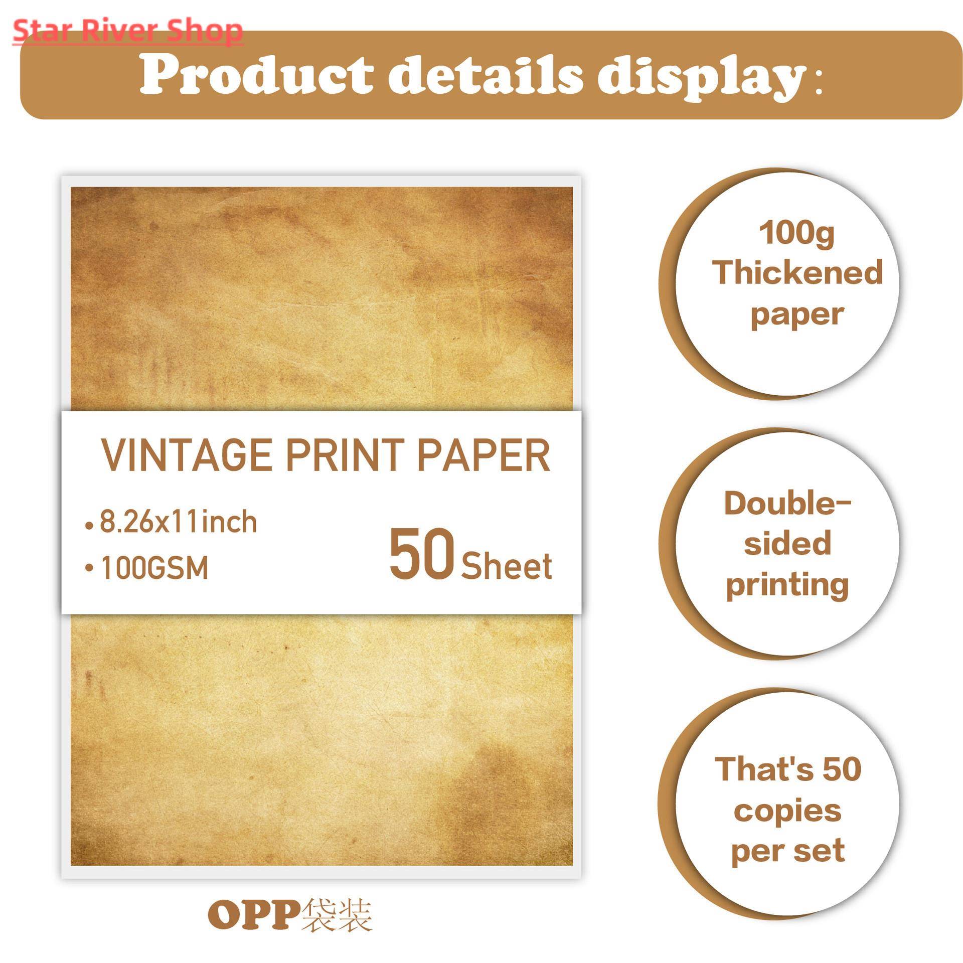 50 Sheets Vintage A4 Paper Double-sided Letter Paper Great
