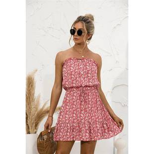 dress floral wipe 性感抹胸碎花连衣短裙 2022 bosom Sexy