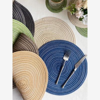 4pcs Round Table Mat Woven Ramie Placemats Anti Slip Dining