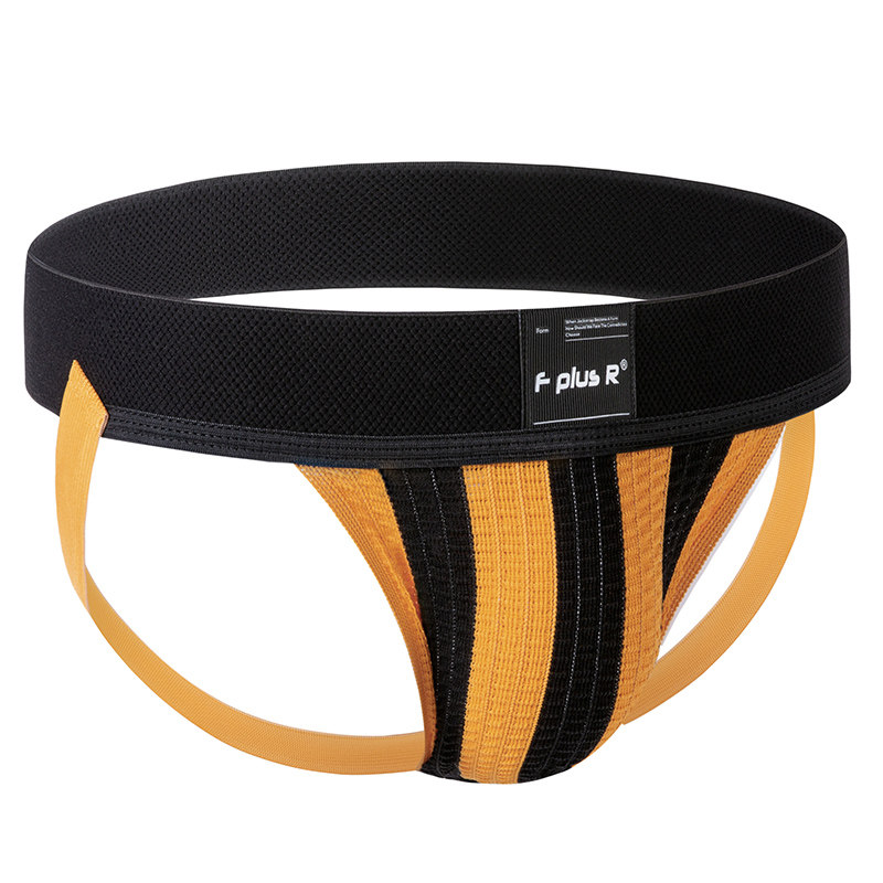 f plus r2022流行条纹系列撞色jockstrap男士提臀丁字裤镂空面料