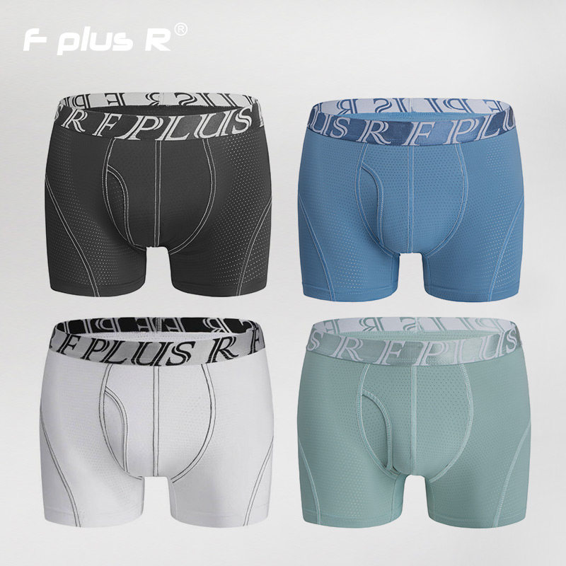 F plus R青年男士锦纶网孔网眼运动内裤防磨平角裤高弹速干透气