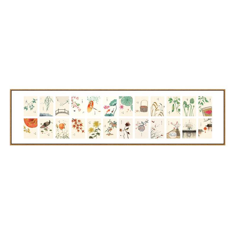 新中式24二十四节气卧室装饰画横餐厅挂画民宿日式原木风床头壁画