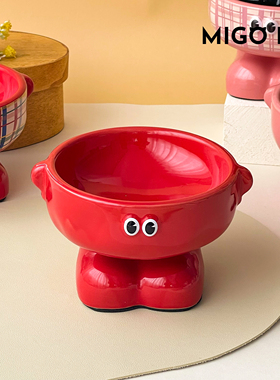 防黑下巴猫碗加高宠物饮水碗不湿嘴猫咪喂食碗可爱食盆陶瓷猫粮碗