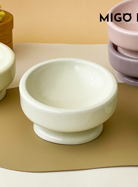 猫碗不易打翻陶瓷护颈斜口高脚纯色防湿嘴水碗大容量猫粮碗宠物碗