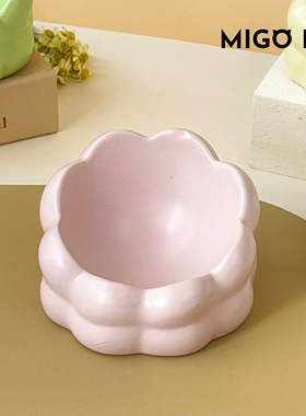 矮脚猫专用猫碗斜口碗浅口陶瓷猫咪防打翻大口径慢食碗不湿嘴水碗