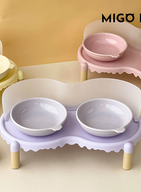 护颈陶瓷高脚防打翻猫咪饭碗防溅猫水碗新型固定猫碗双碗一体狗碗