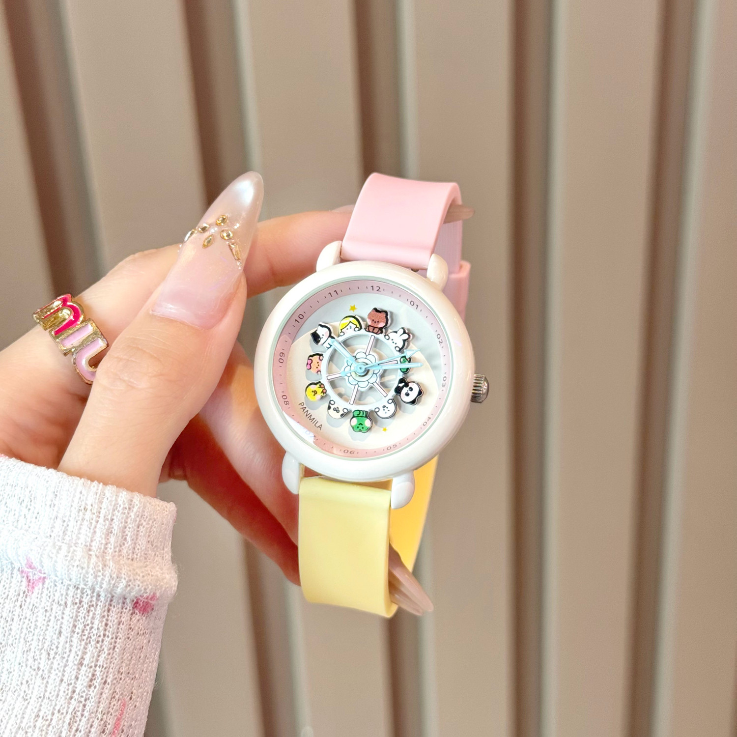番米拉旋转摩天轮情侣手表女款学生初高中女儿童石英表女孩初中生