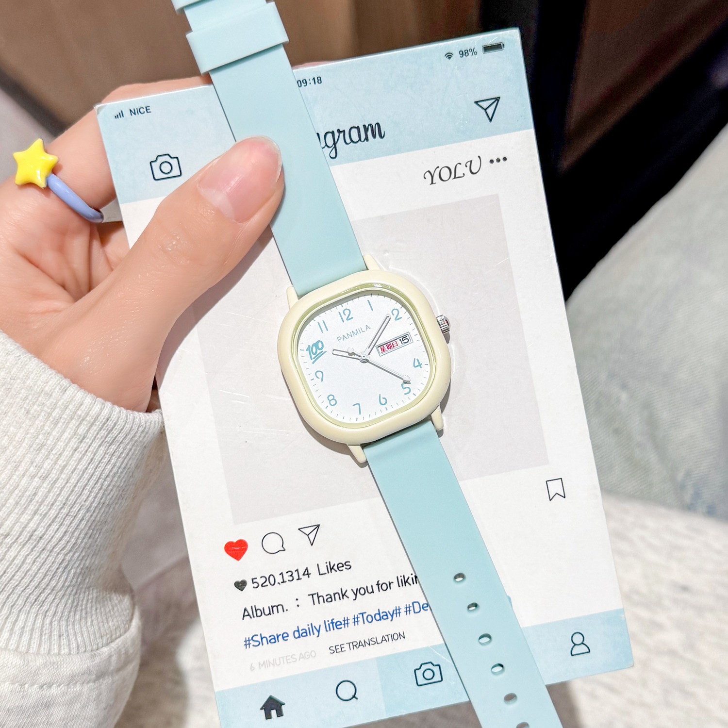 番米拉学生手表女款女初高中只看时间初中生女孩表考试专用学生用