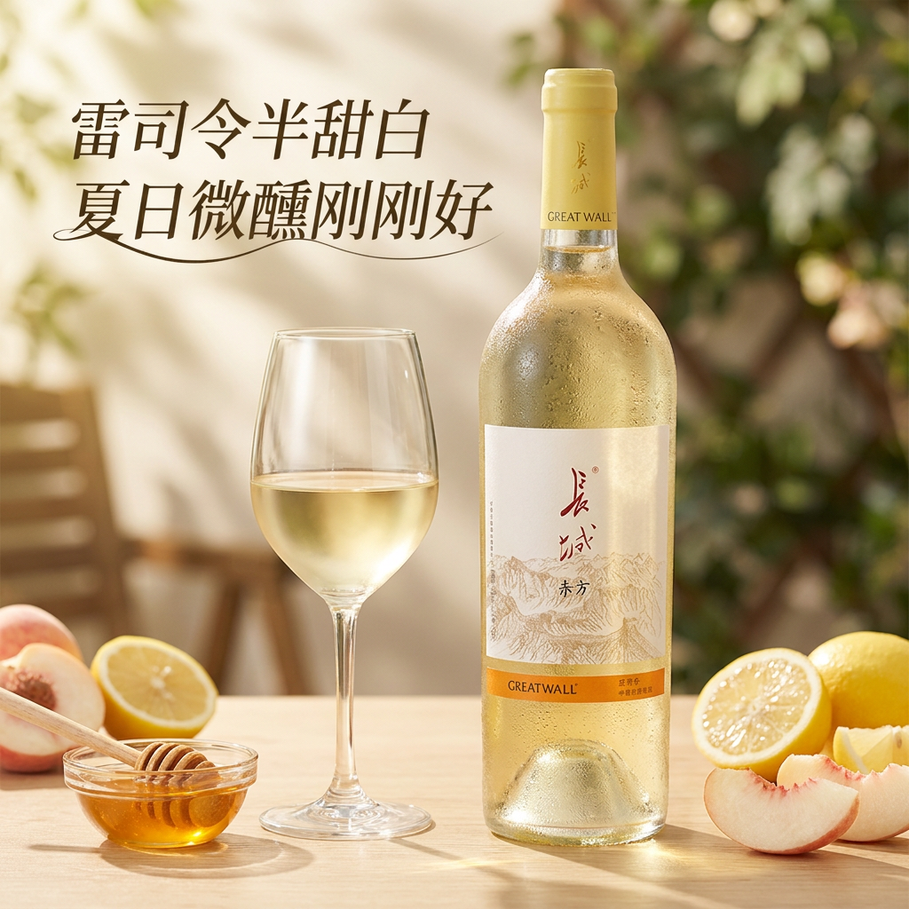 天猫U先长城葡萄酒东方雷司令半甜白葡萄酒女士微醺晚安酒单支