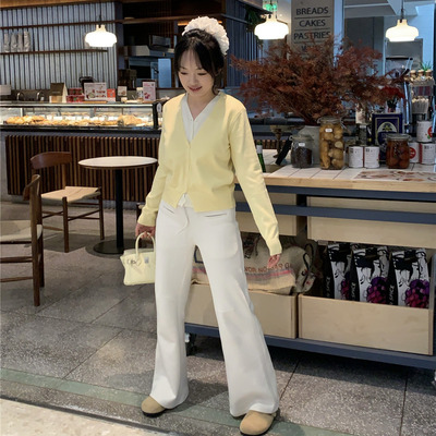 韩系高腰抽绳垂感显瘦休闲裤