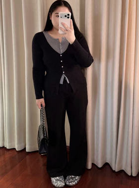 Chestnut 11.24 20：00秋冬380克重黑色休闲微喇显瘦白搭通勤西裤