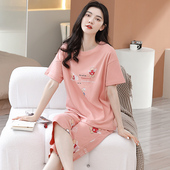 卡通休闲全棉家居服套装 100%纯棉睡衣女夏季 七分裤 短袖 可外穿 薄款