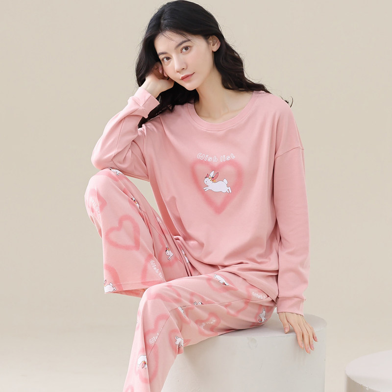 100%纯棉睡衣女秋冬季新款长袖心形兔子全棉休闲家居服可外穿套装,女士内衣/男士内衣/家居服,睡衣/家居服套装,淘宝优惠券,粉丝福利购,淘宝优惠卷