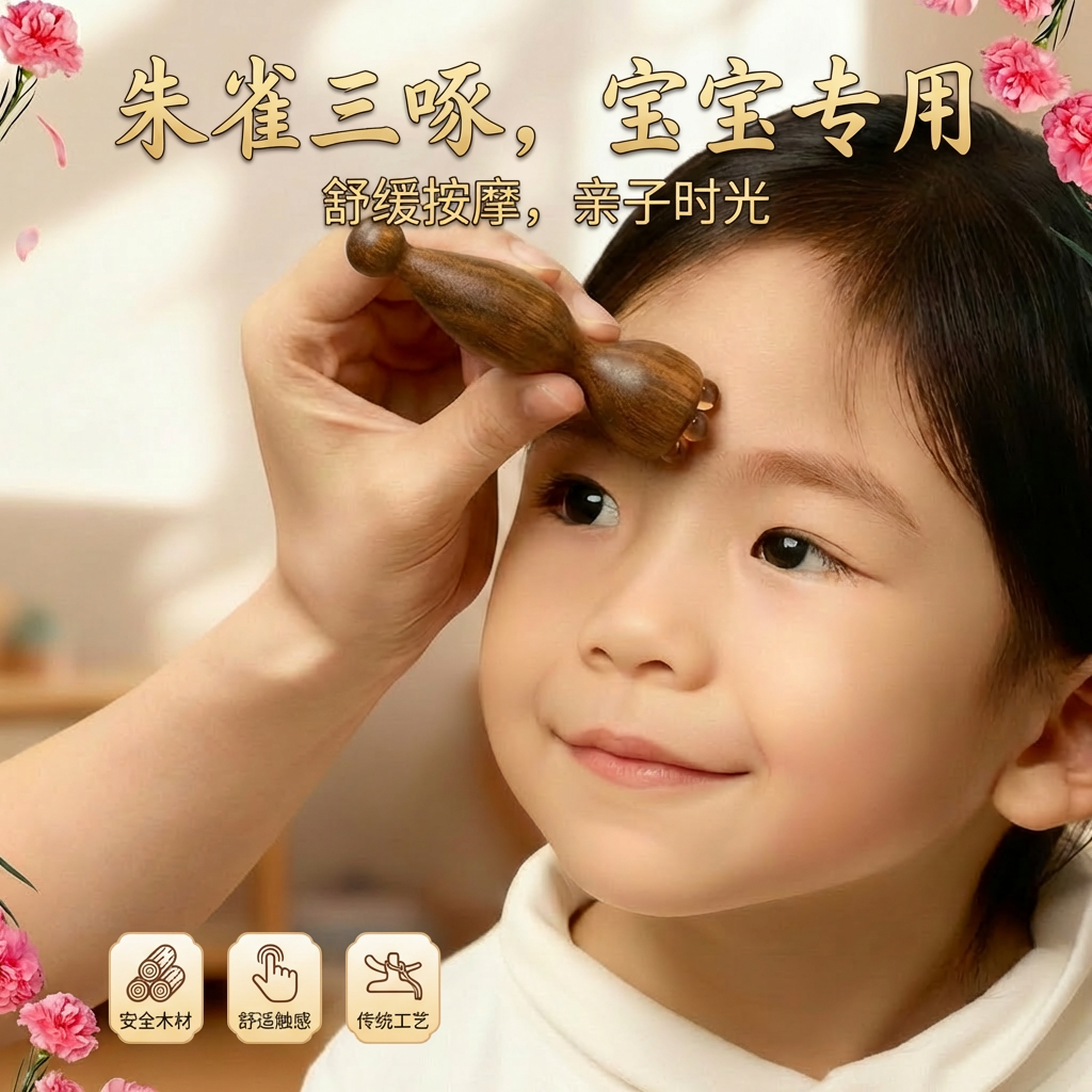 朱雀三啄儿童推拿工具小莲蓬按摩器按摩棒拨筋棒点穴眼部面部美容