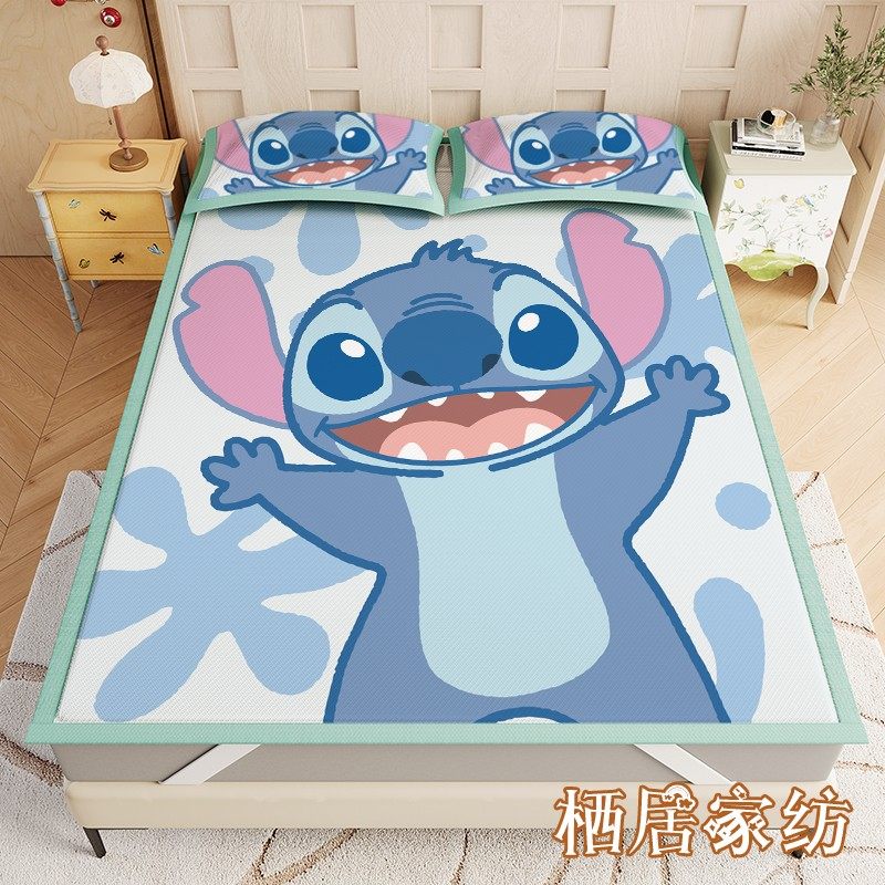 史迪仔冰丝席凉席三件套夏季儿童卡通可爱凉席可机洗空调软席子凉,床上用品,冰丝席,淘宝优惠券,粉丝福利购,淘宝优惠卷