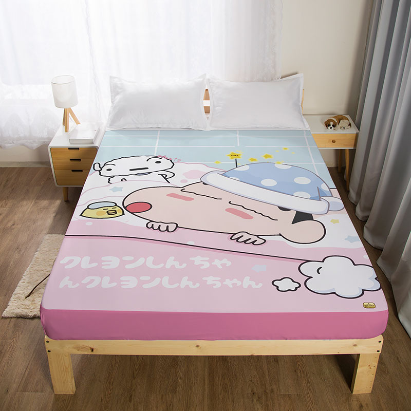 日系卡通蜡笔小新儿童床笠席梦思保护套1.5米双人床垫防尘罩1.2m