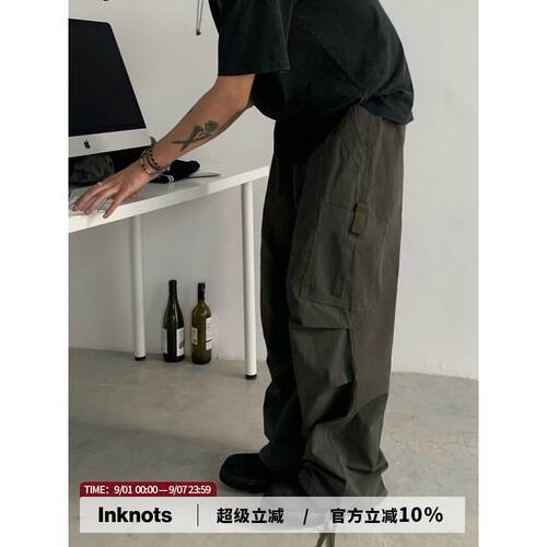 XXSTORE日系简约clean fit垂感伞兵工装裤男欧美风加厚休闲长裤潮