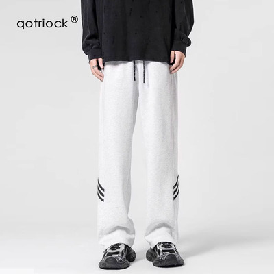 QOTRIOCK300g重磅休闲裤男女春季新款潮牌宽松百搭直筒卫裤运动裤