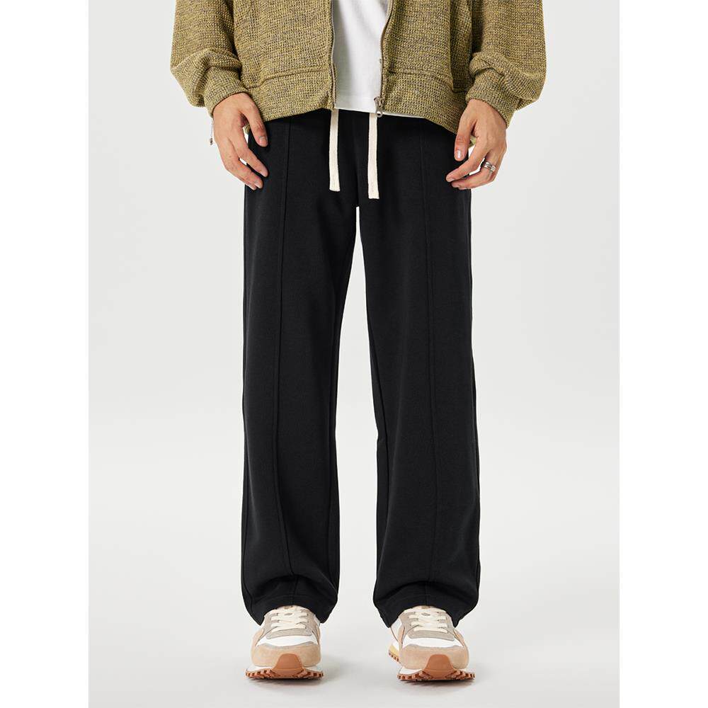 PKL 重磅灰色卫裤男春秋宽松直筒大码黑色阔腿美式休闲运动裤百搭